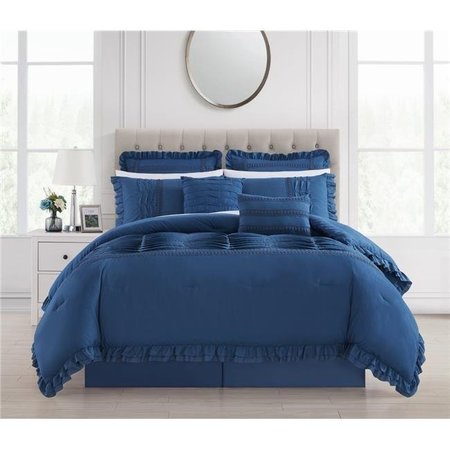 CHIC HOME Chic Home BCS17734-US 8 Piece Yvana Comforter Set; Blue - King Size BCS17734-US